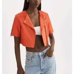🍊 NWT Cropped leather Biker Jacket